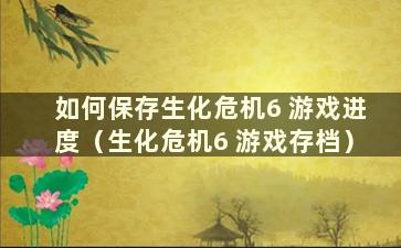 如何保存生化危机6 游戏进度（生化危机6 游戏存档）